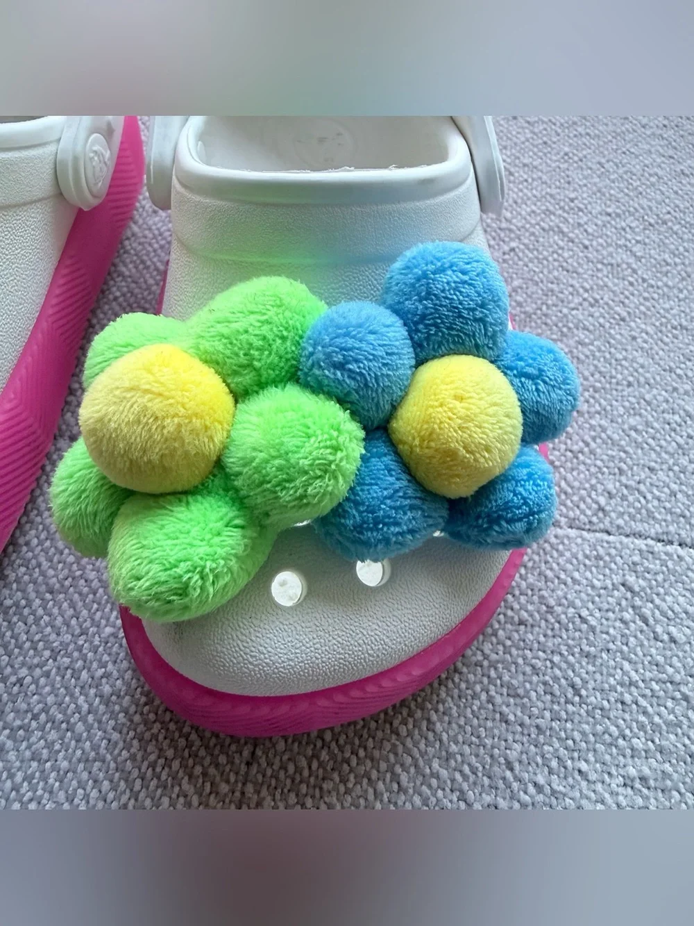 Crocs white/ pink light up shoes with flowers toddler size 6